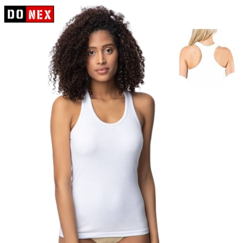 3 Pack DONEX® Dames Halterhemd - katoen - Wit