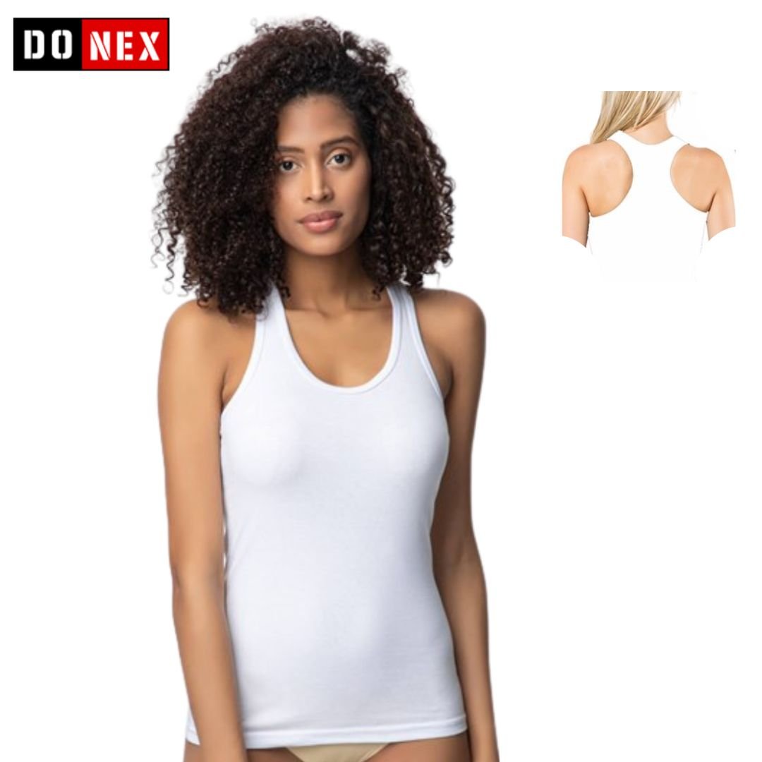 3 Pack DONEX® Dames Halterhemd - katoen - Wit