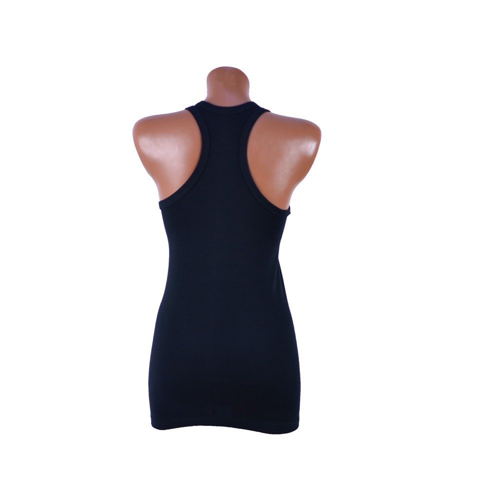 Dames Extra lang tanktop - Halter - Zwart