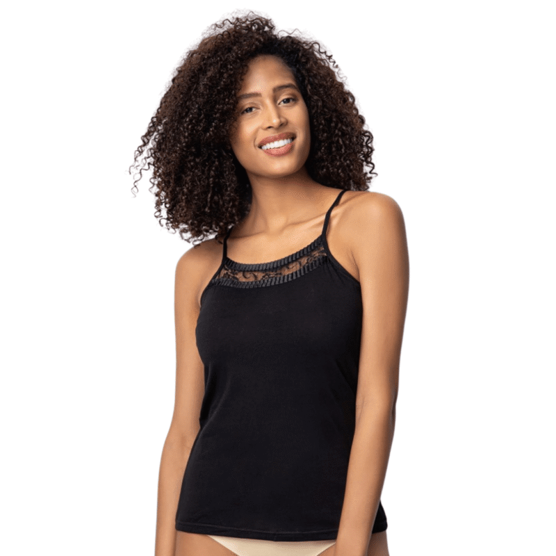 2 Stuks Donex dames hemd geplooide spaghetti band Zwart