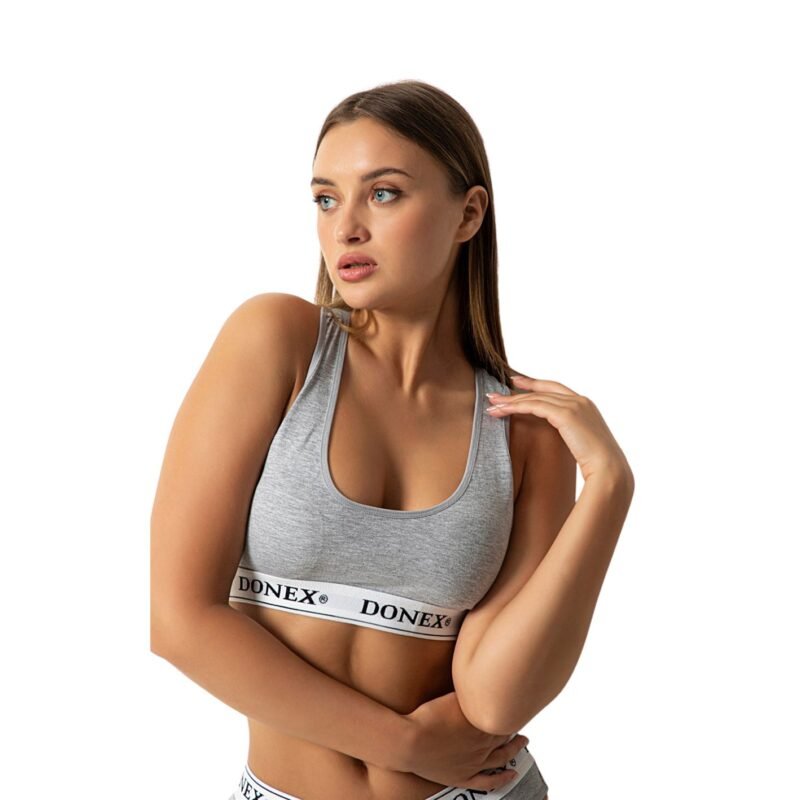 DONEX® Dames sportset - Sportbeha + sportslip Katoen Grijs