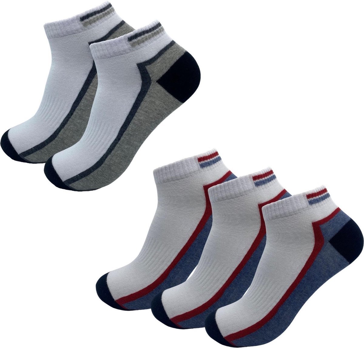 10 Paar Donex sneakersokken - Katoen - Lijn - 2 kleuren