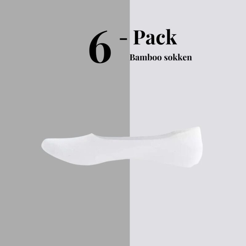 6 Paar dames footies - Bamboo - Anti-slip hak - Wit - Maat 36-40