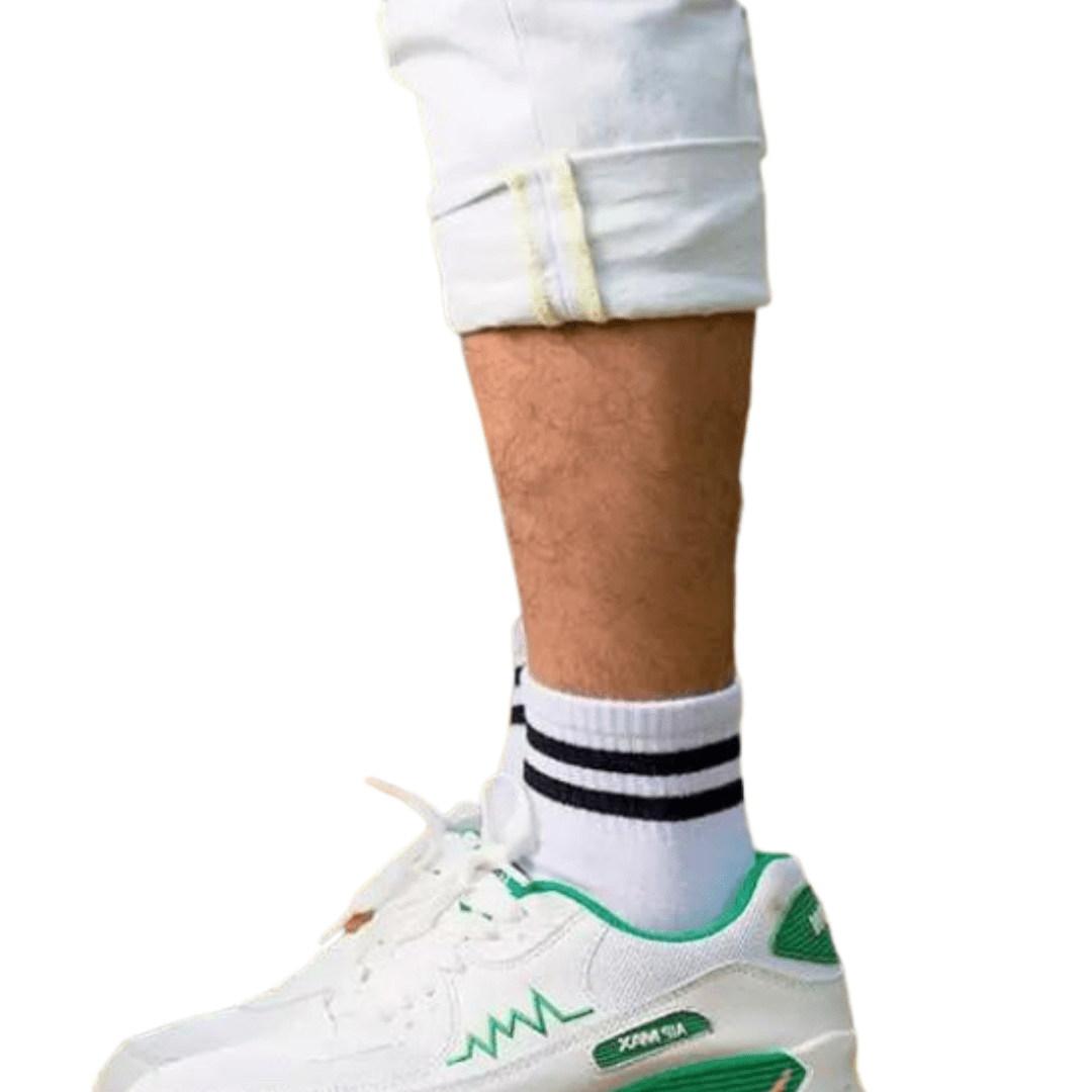 6 Paar Quarter sneakersokken - DONEX® - Wit -Zwart Gestreept