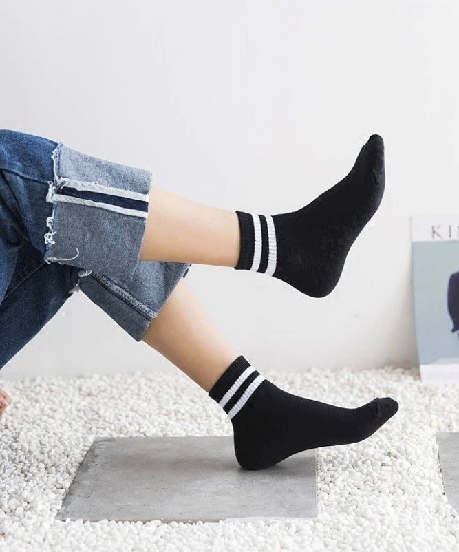 6 Paar Quarter sneakersokken - DONEX® - Zwart - Wit Gestreept