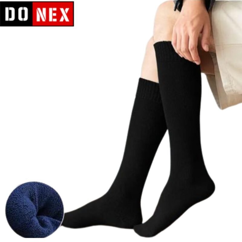 4 Paar DONEX® Thermo kniekousen - Katoen - Naadloos - Zwart