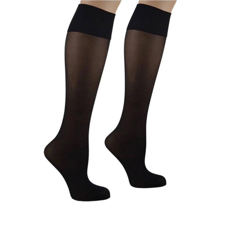 6 Paar DONEX® panty kniekousen – 40 Denier – Zwart