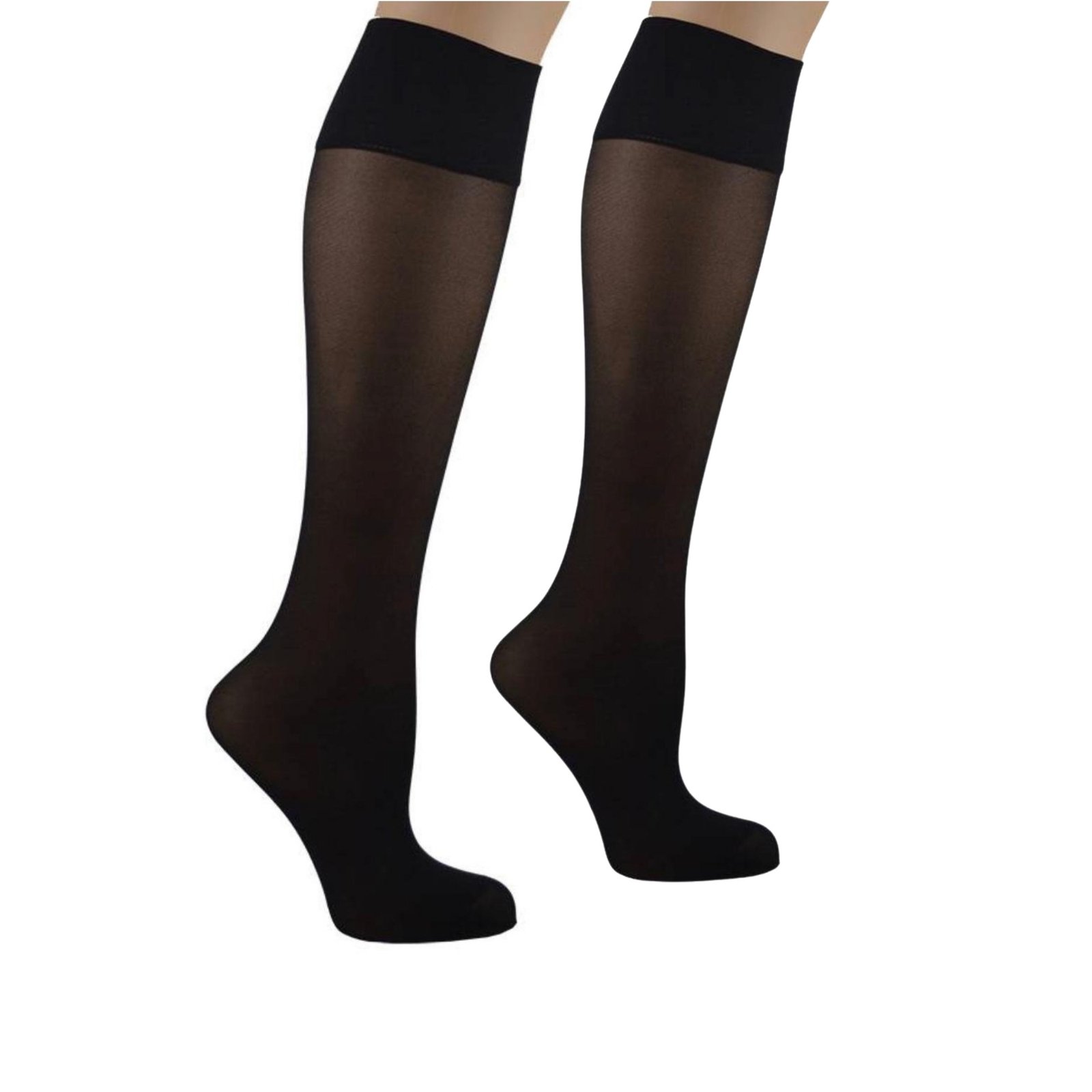 6 Paar DONEX® panty kniekousen – 50 Denier – Zwart