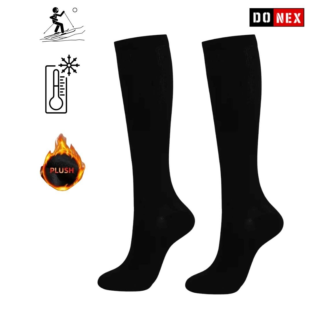 2 Paar DONEX® Thermo kniekousen - Katoen - Naadloos - Zwart