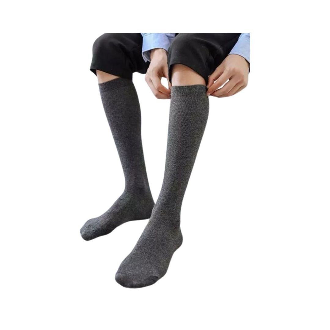 4 Paar DONEX® kniekousen - Katoen - Naadloos - Grijs