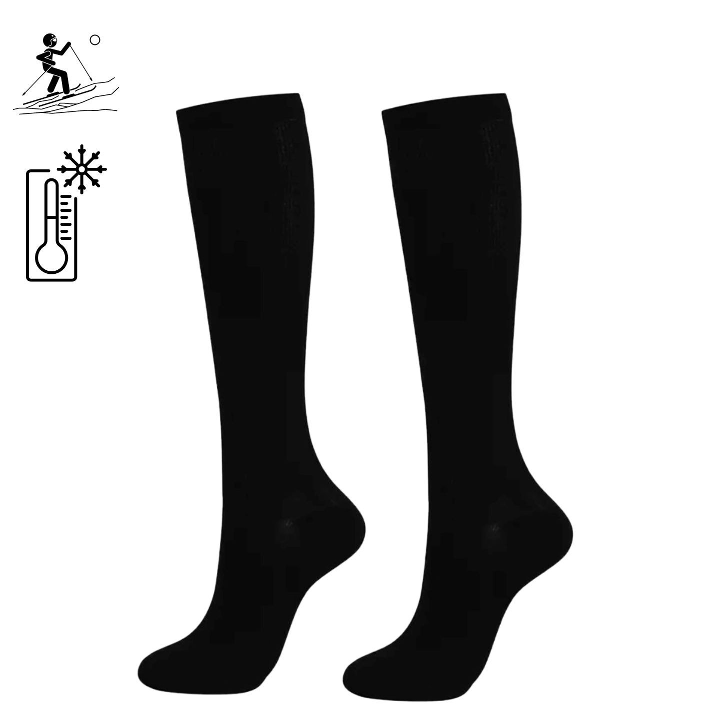 2 Paar DONEX® Thermo kniekousen - Katoen - Naadloos - Zwart