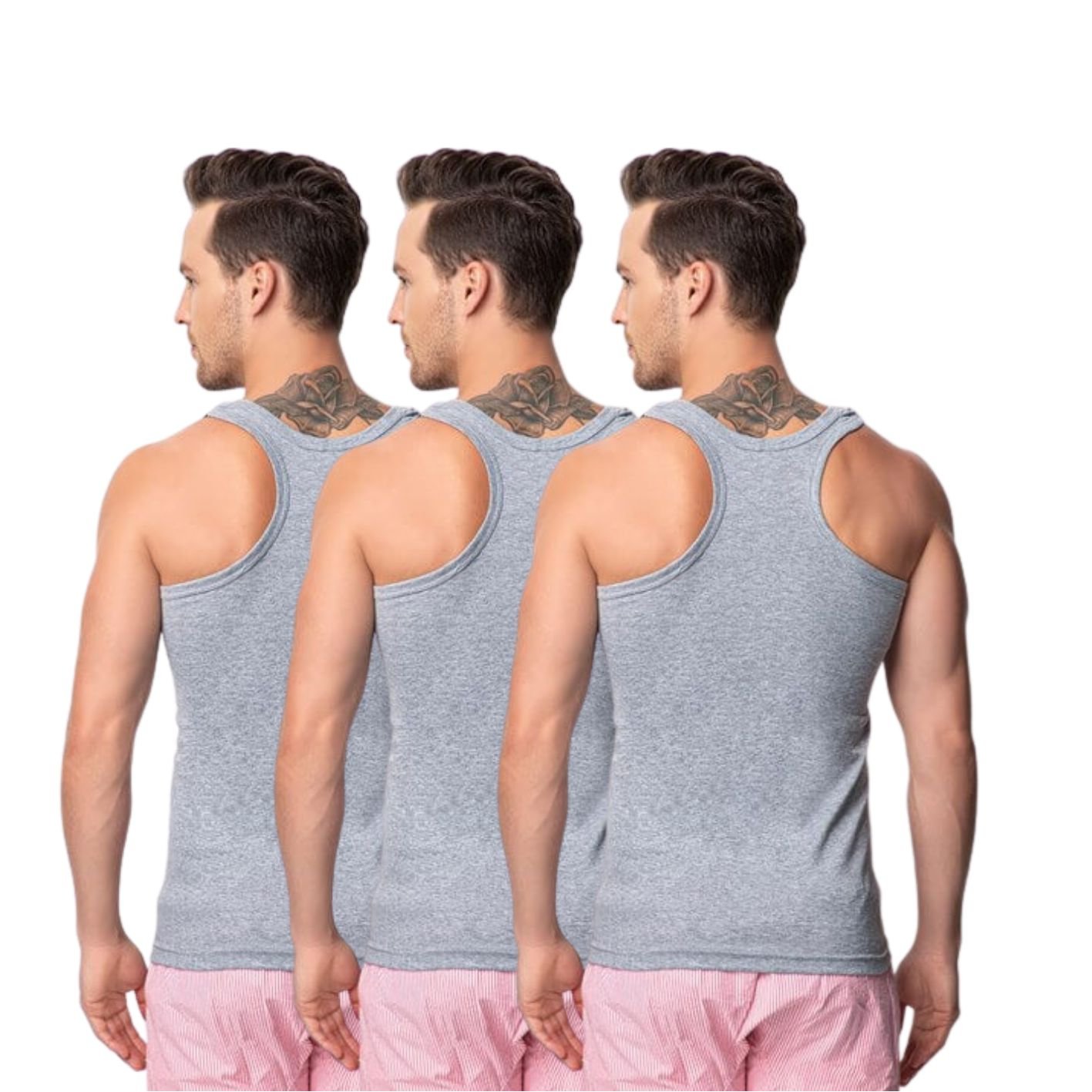 3 Stuks heren halterhemd DONEX® 100% katoen Grijs