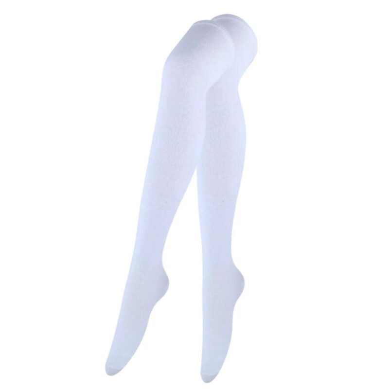 2 Paar DONEX® Overknee kousen - Katoen - Wit