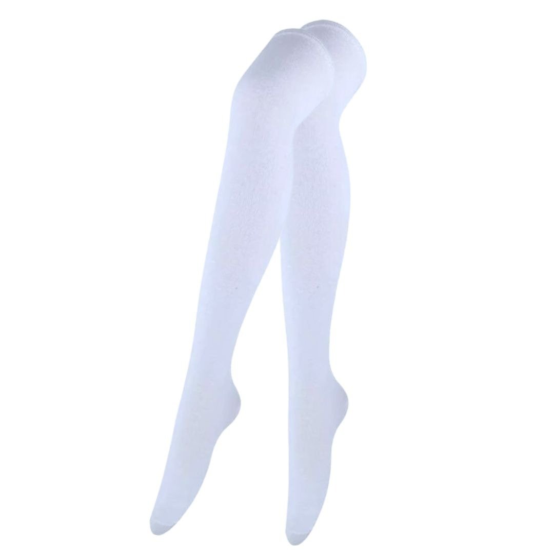 2 Paar DONEX® Overknee kousen - Katoen - Wit