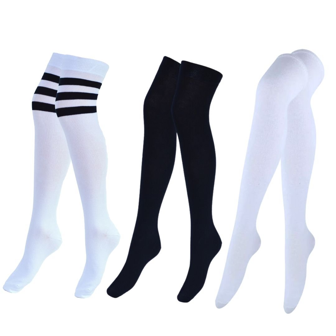 3 Paar Overknee kousen Katoen DONEX® Mix C