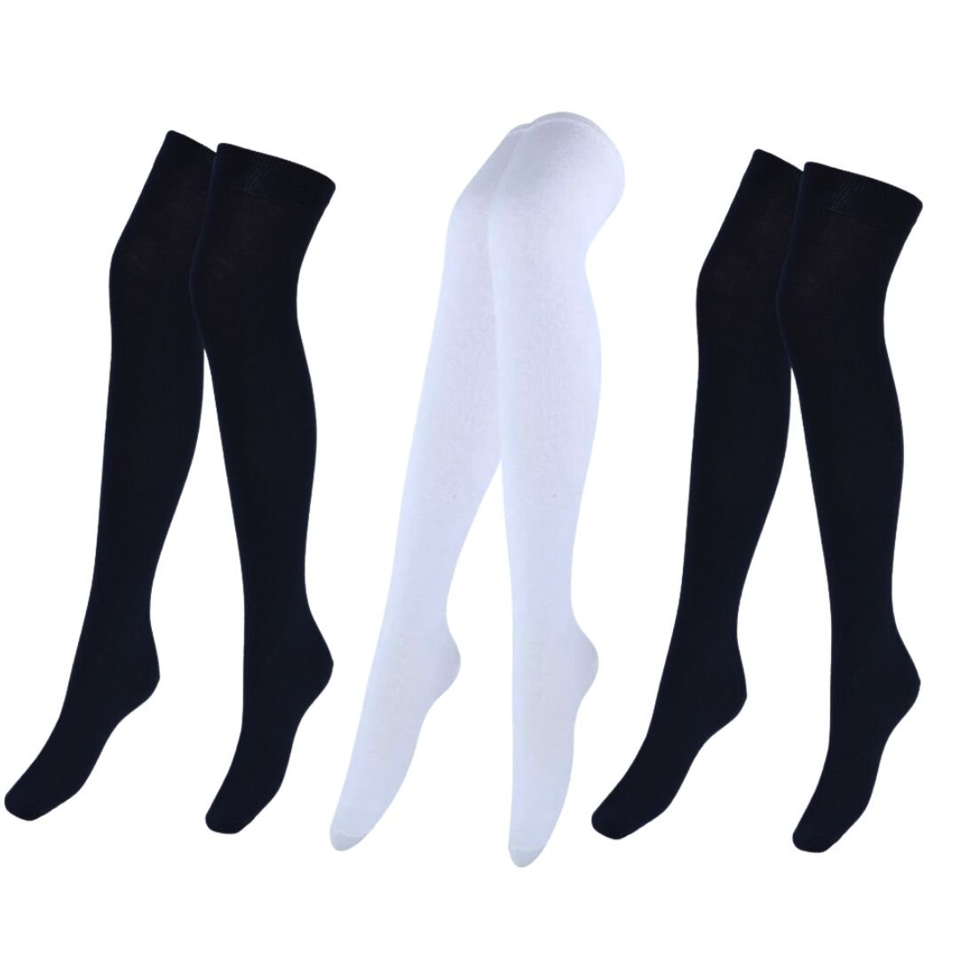 3 Paar Overknee kousen Katoen DONEX® Mix C - Gestreept