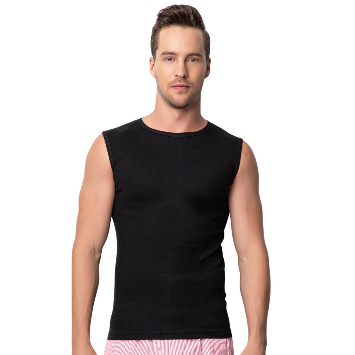 1 Stuks mouwloos shirt - DONEX® - 100% katoen - Zwart