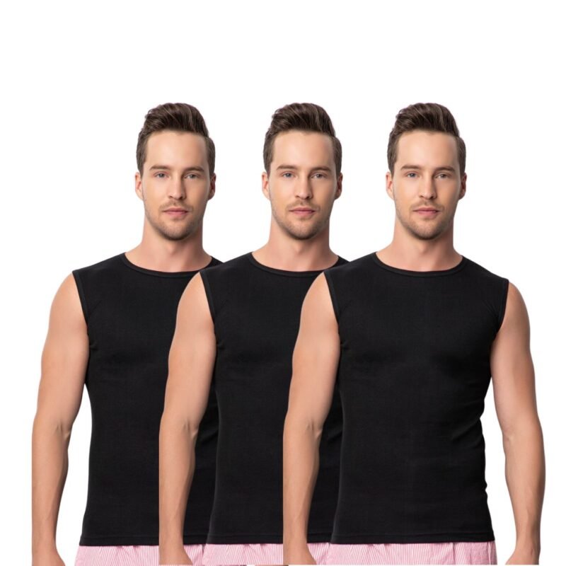 3 Stuks mouwloos shirt - DONEX® - 100% katoen - Zwart