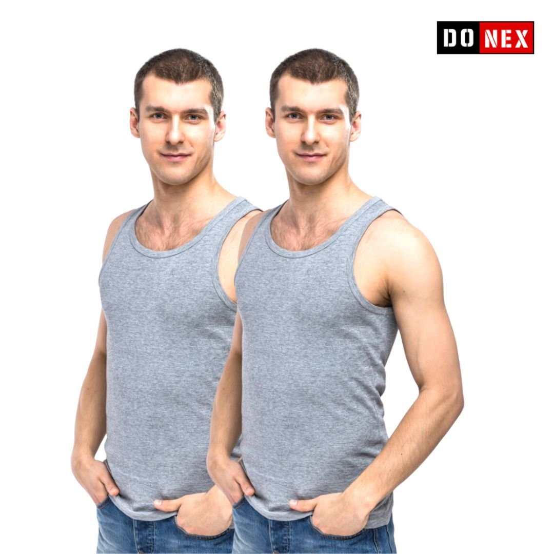 2 Stuks heren onderhemd DONEX® 100% katoen Regular Grijs