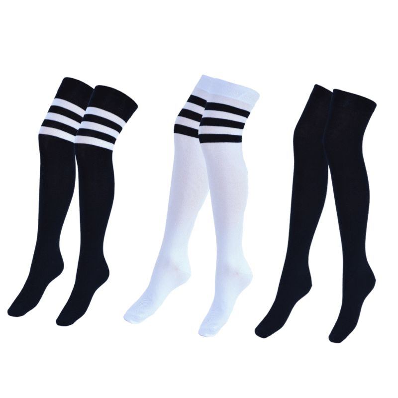 3 Paar Overknee kousen Katoen DONEX® Mix A - Gestreept