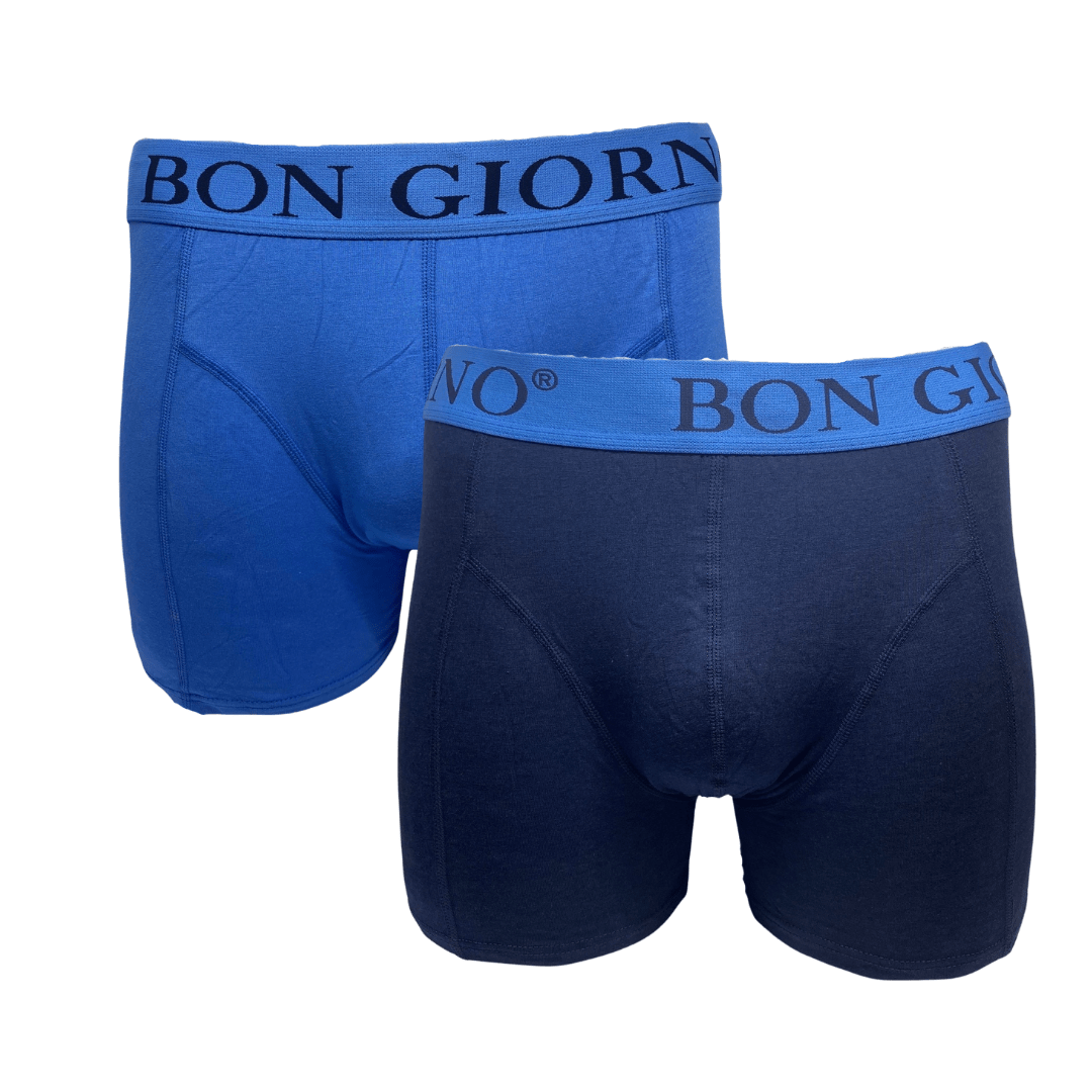 2 Stuks Bon Giorno - Bamboe boxershorts - Marinblauw/Lichtblauw