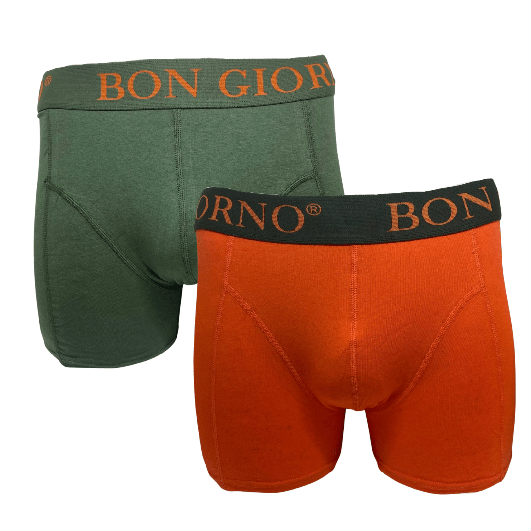 2 Stuks Bon Giorno - Bamboe boxershorts - Rood / Legergroen