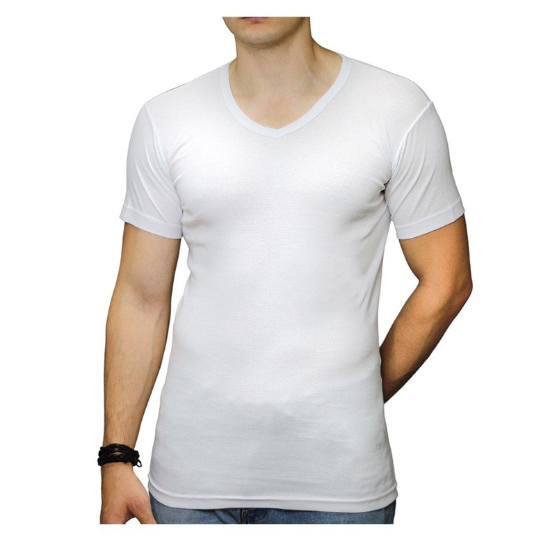 2 Stuks Extra lang T-shirt V hals - Bonanza - 100% katoen - Wit