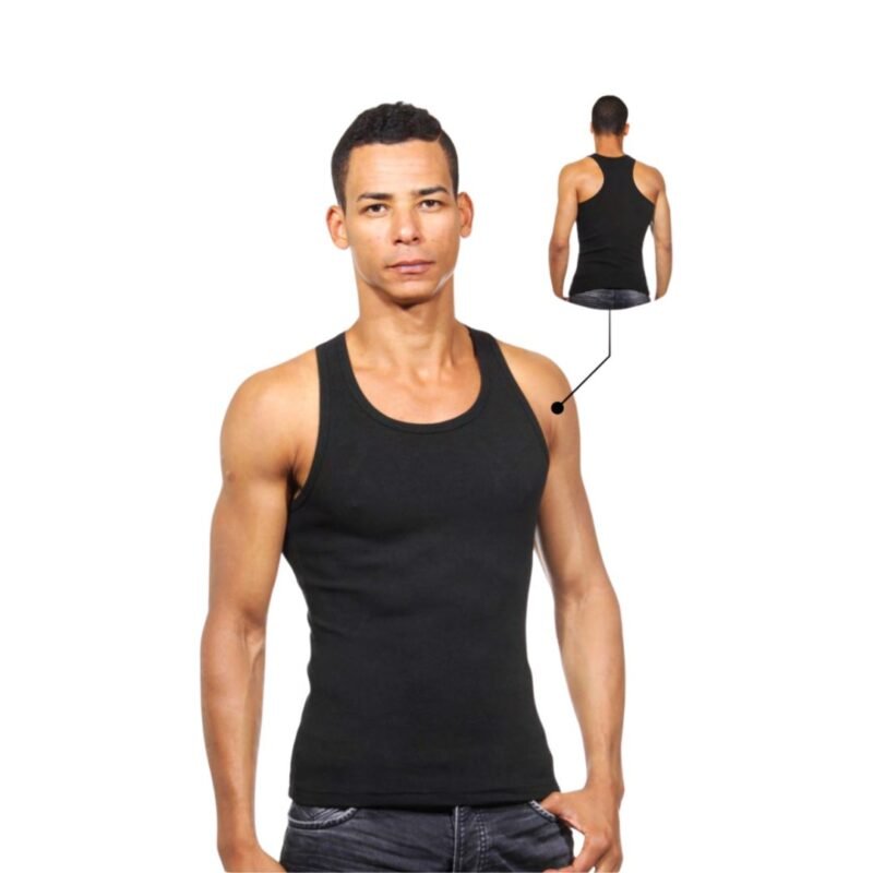 1 Stuk heren halterhemd DONEX® 100% katoen Zwart