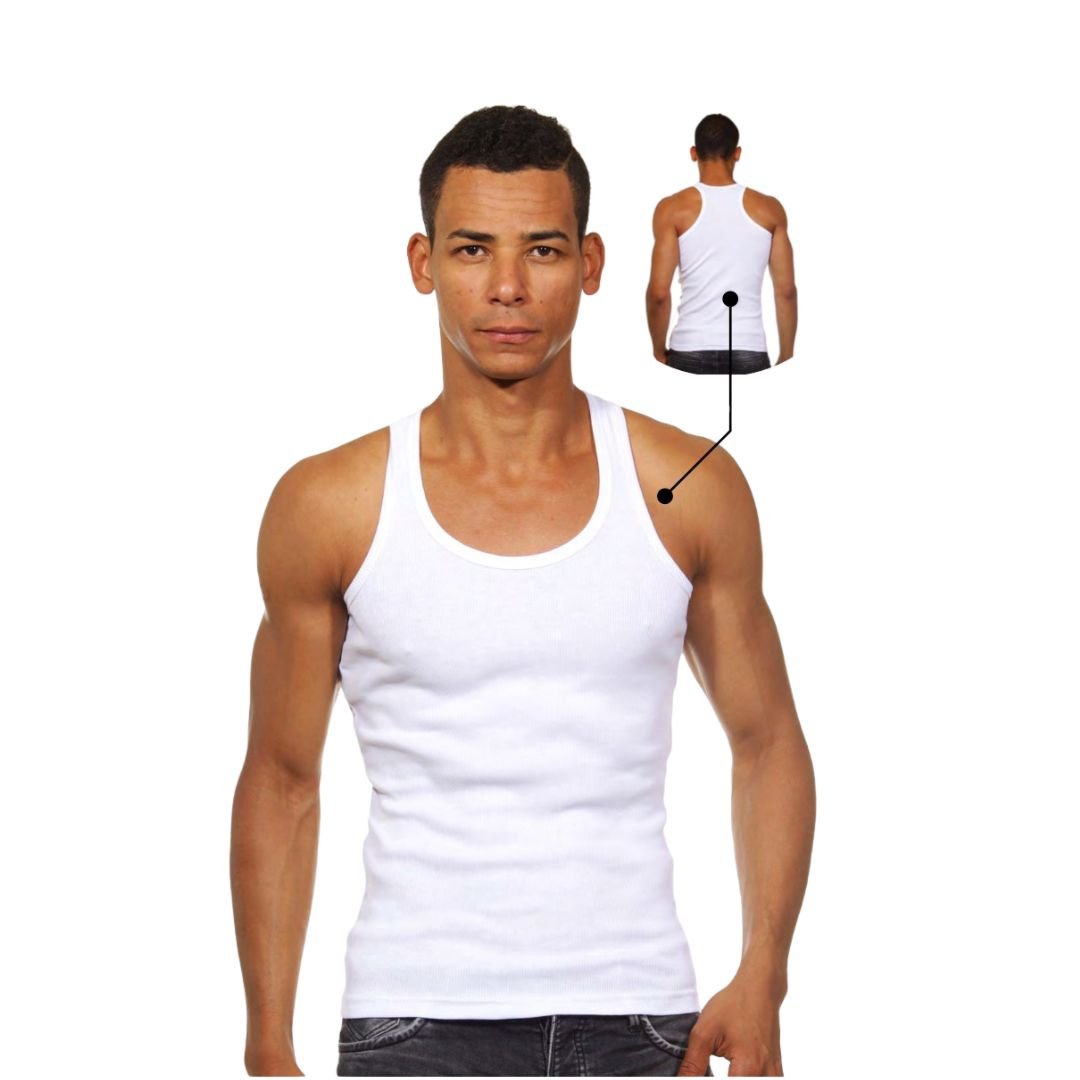 1 Stuk heren halterhemd DONEX® 100% katoen Wit