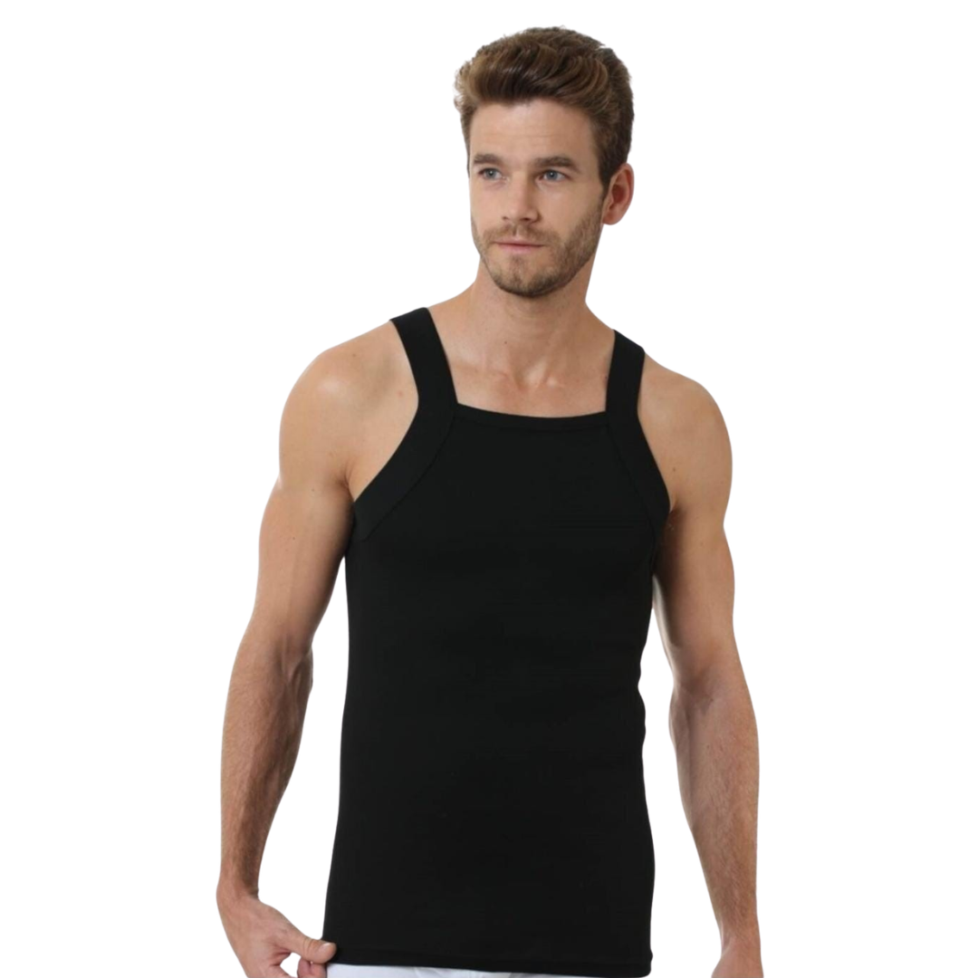 2 Pack Modieuse heren onderhemd 100% katoen Zwart