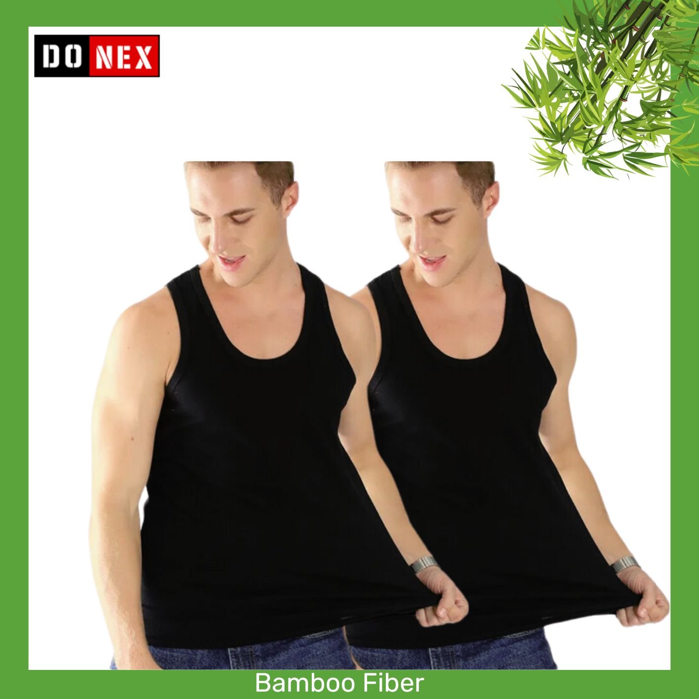 3 Pack DONEX® luxe bamboe heren onderhemd Zwart