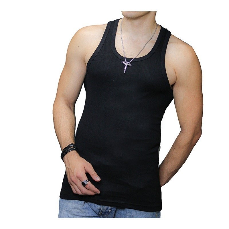 3 Stuks extra lang heren halterhemd Bonanza 100% katoen Zwart