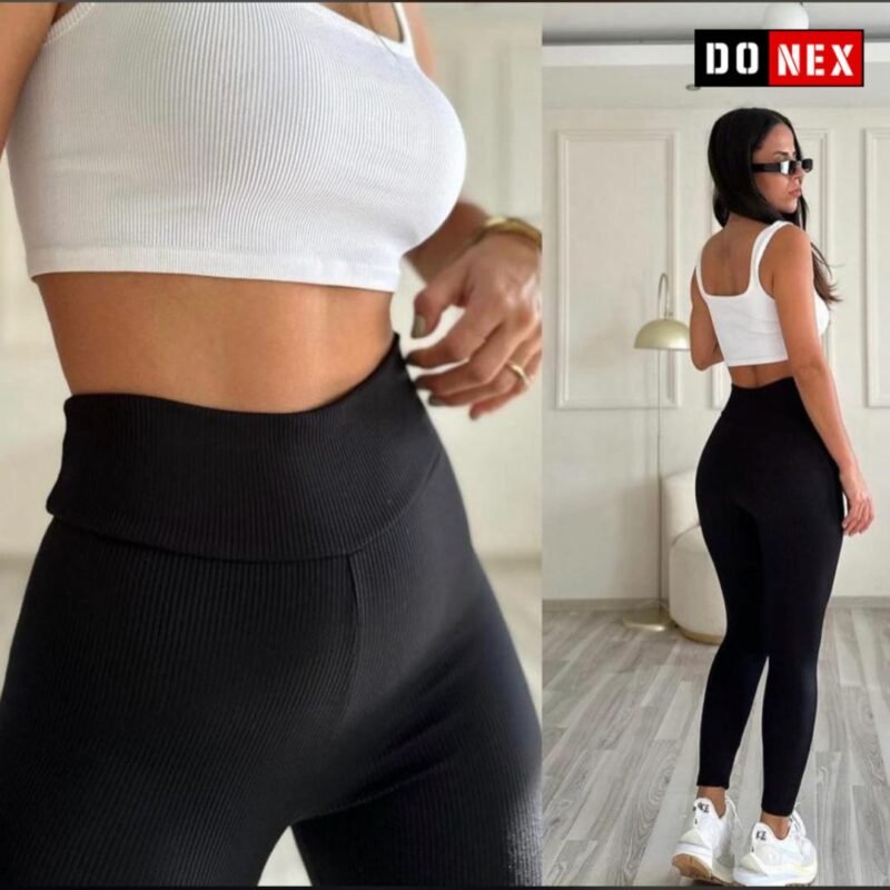 Donex® Moderne legging dames high waist - Thermolegging Zwart