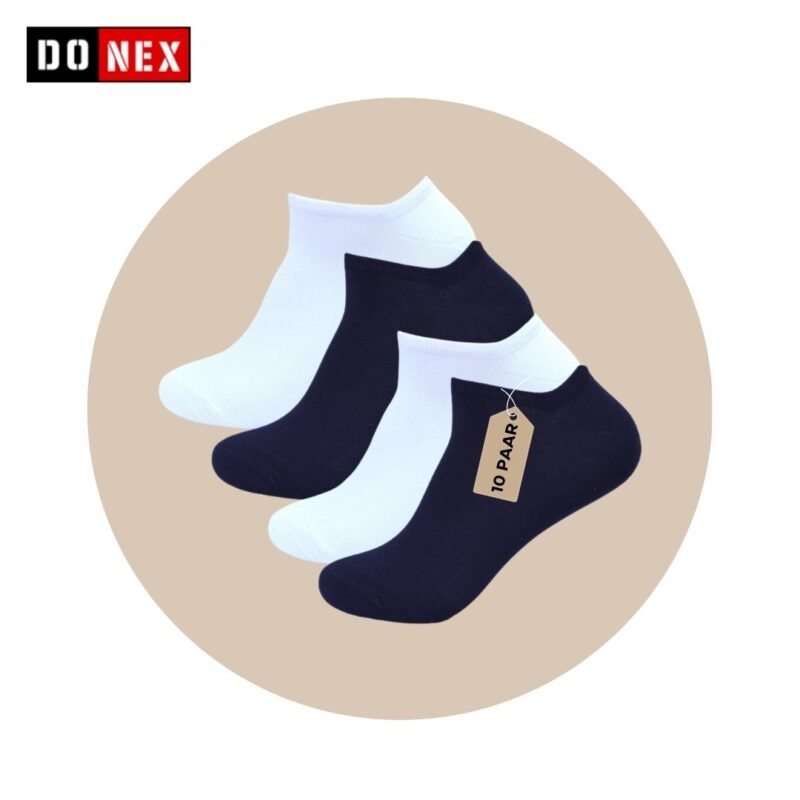 12 Paar DONEX® luxe Sneakersokken - 95% katoen - Wit & Zwart