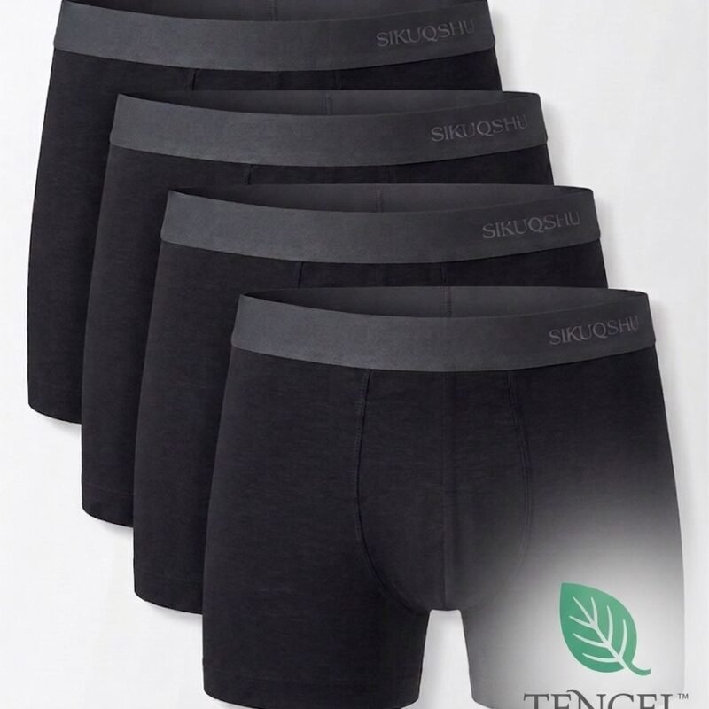 4 Stuks SIKUQSHU Heren Boxershorts - Tencel - Zwart