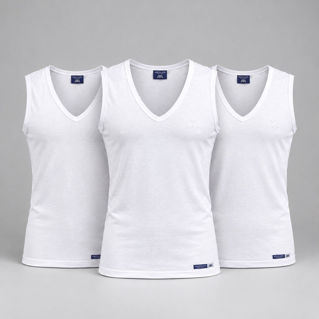 3 Pack Marvellous A-shirt – 100% Gekamd Katoen – V Hals – Wit